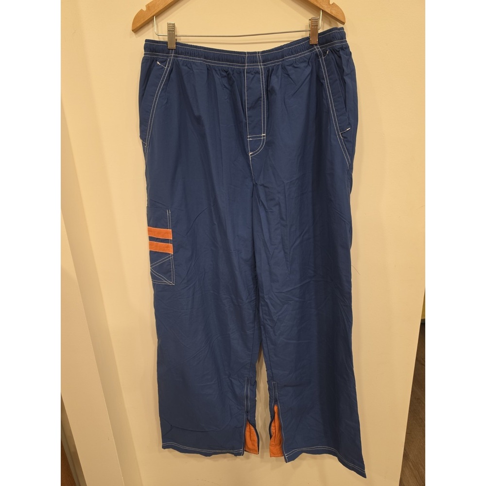 VTG Nike Pants Blue‎ Mens M Warm Up Track Cargo Windbreaker Nylon Y2K Black Tag